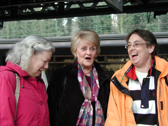 Chris Fisher, Molly Rumble and Ann Beeching at Ipswich railway station
