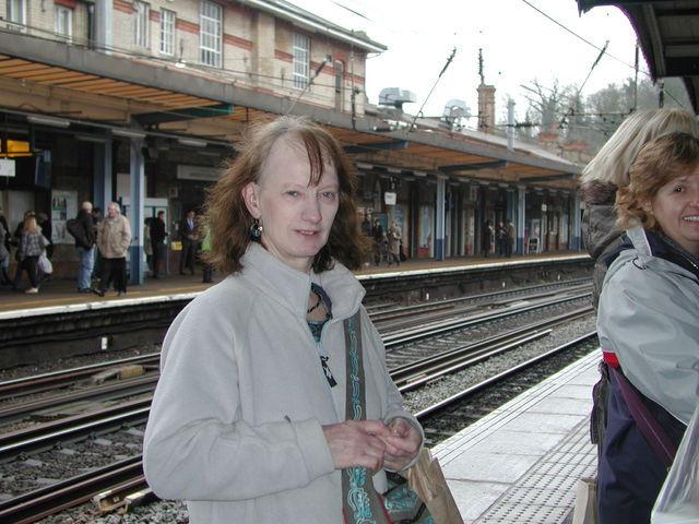 Katherine Topham and in profile, Ann Oliver
