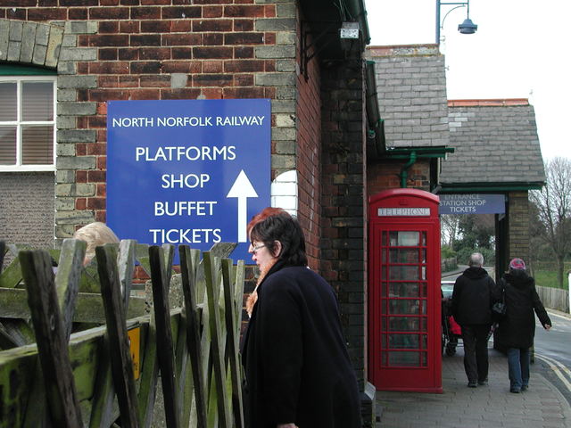 Barbara Mickelson about to go on to Sheringham Steam Railway platform
