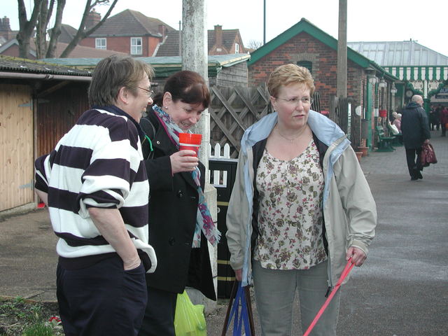 Meeting up at Sheringham steam railway station are Ann Beeching, Angela Law and Chris Colbourne
