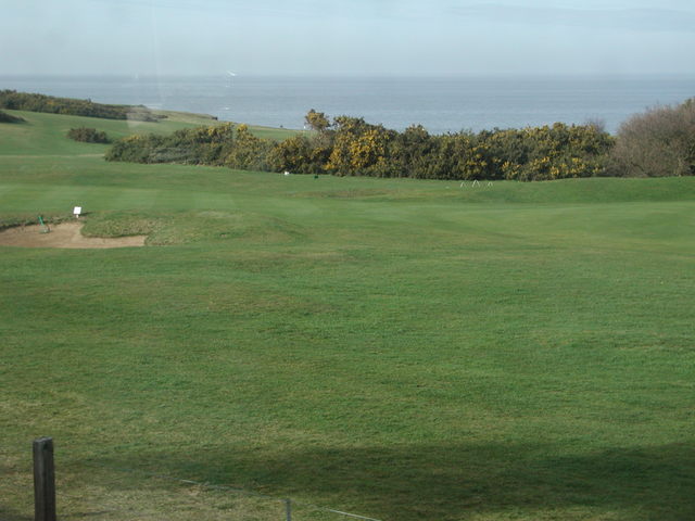 The view from our coach looking out over Royal Sheringham golf course and the North Sea
