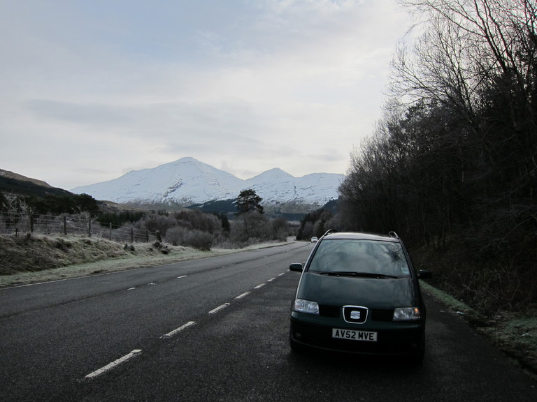 Glen Orchy, Our Seat Alhambra in a layby whilst John took photos of the countryside 
