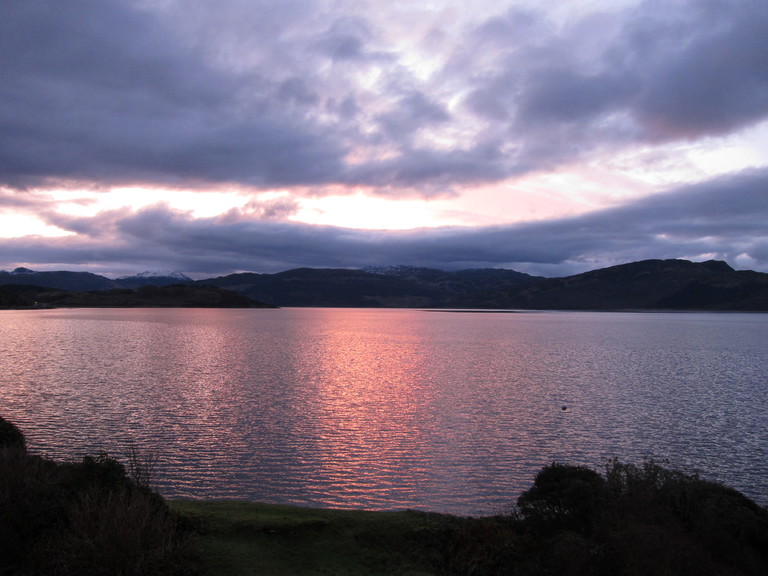 Sunrise over Localsh from bedroom window of Craggan Cottage
