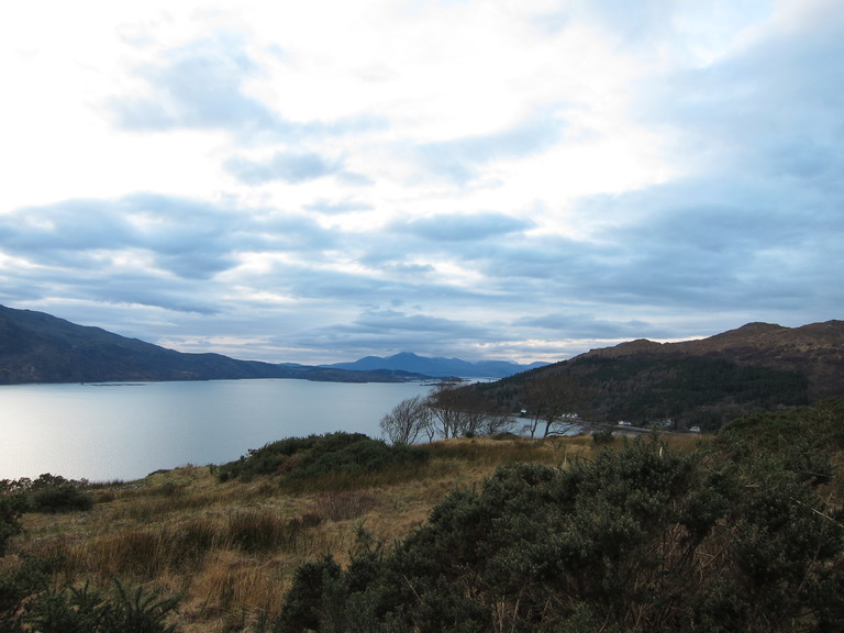 A view of the Skye bridge from the viewpoint, with the Sound of Sleat, Lochalsh and Skye
