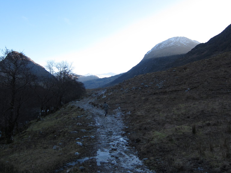 Frozen puddles on the track made for tricky walking as the surface was very slippery. FrancEs fell down once and managed to drop the thermos flask which now has a dent. 
