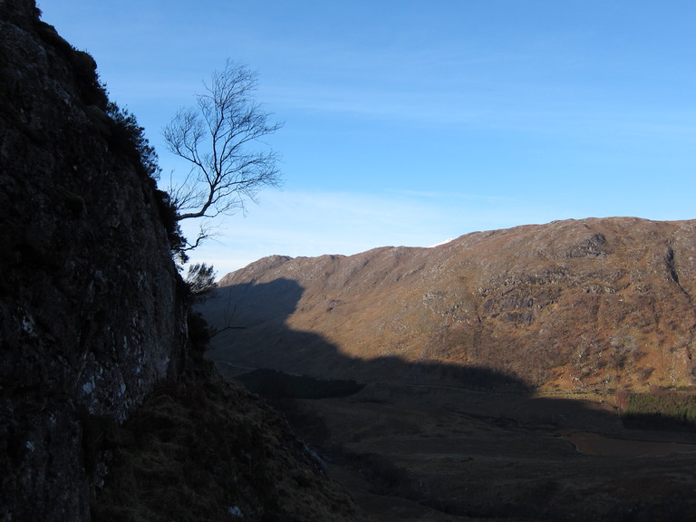 We did not see the Falls of Glomach as the path got very treacherous with ice and it was a sheer drop of 300 feet to the river Elchaig. This was taken where we stopped and couldn't go any further but we had our packed lunch here.
