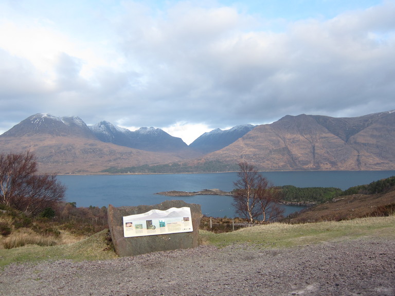 Looking out on to Upper Loch Torridon towards the peaks of An Ruadh-mheallan, Beinn Alligin, Beinn Dearg and Liathach 
