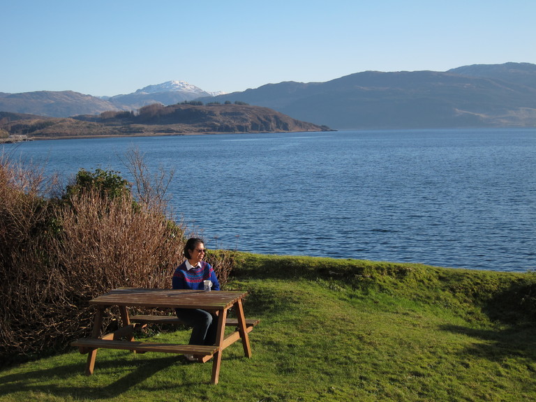 A lovely sunny day at Craggan cottage so Frances decided to have a cup of coffee outside
