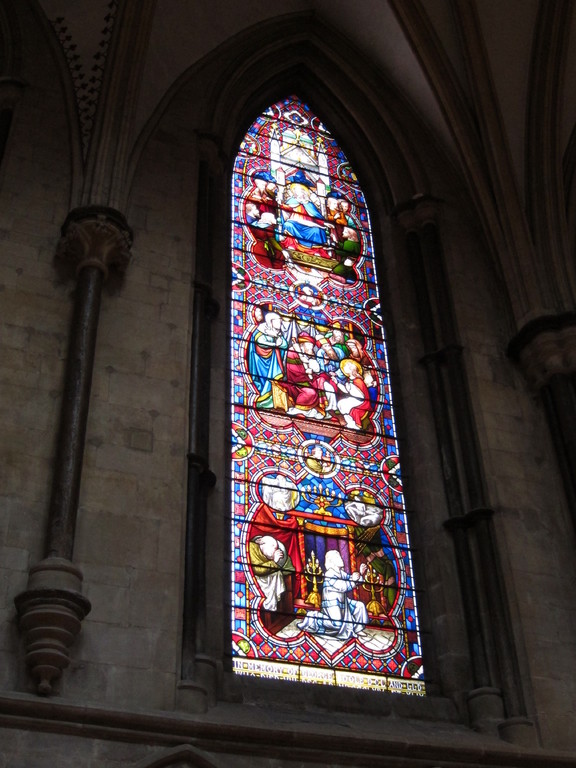 The beautiful and majestic stained glass window at Lincoln Cathedral
