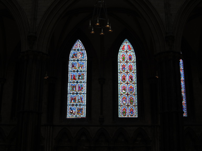 Stained glass windows at Lincoln Cathedral
