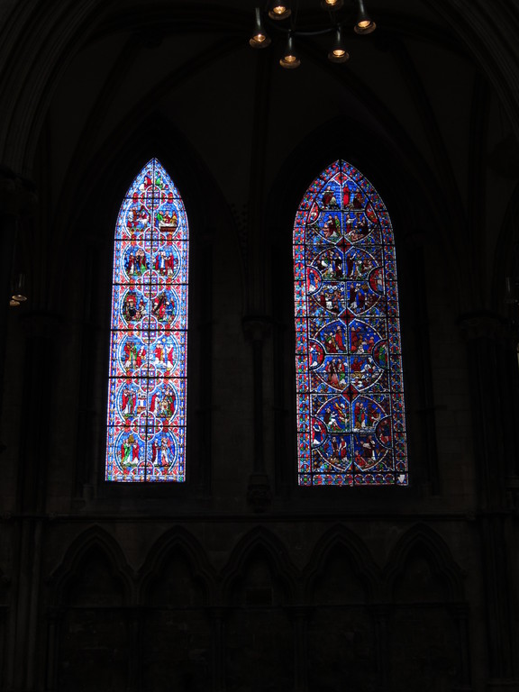 Stained glass windows at Lincoln Cathedral
