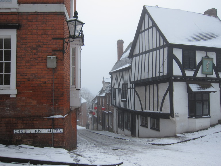 This lane in Lincoln is known as Steep Hill and none of us was intrepid enough to walk down the very slippery surface it presented so a photograph was the only momento.
